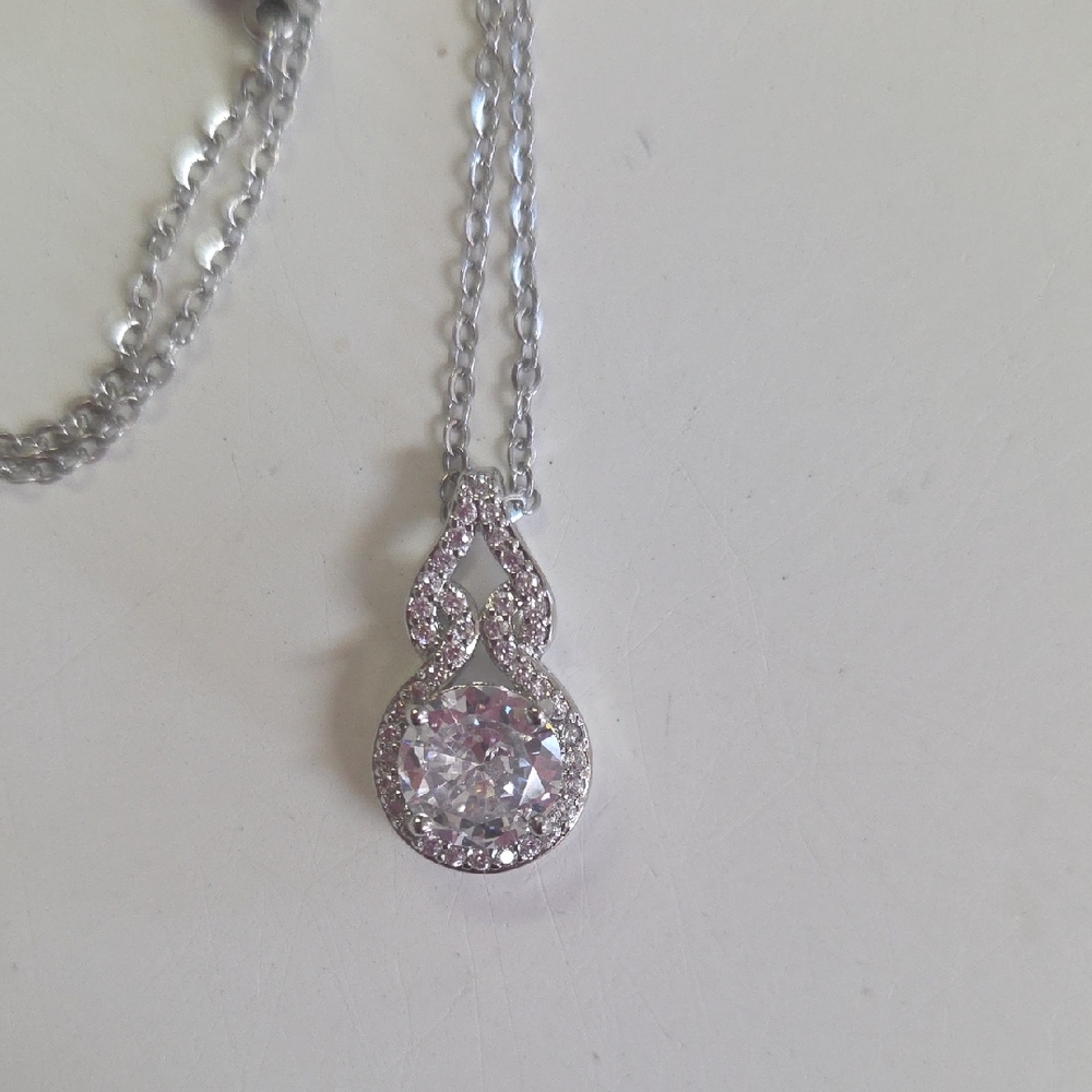 3 Carat Morganite Stone Pendant Sterlin Sivler Necklace